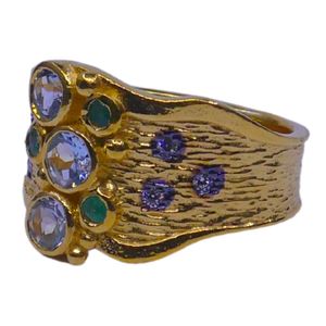 Wedding Wear 925 Sterling <b>Silver</b> Gold Plated Jewelry Blue Topaz <b>Emerald</b> Gemstone Women Wear Classic <b>Ring</b> - Product Image 4