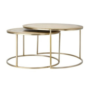Tables basses rondes modernes à emboîter avec plateau en verre et structure en acier, style haut de gamme, meubles de salon écologiques - Product Image 3