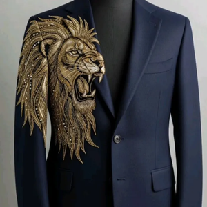 Blazer de Hombre de Algodón Premium Hecho a Medida, con Bordado de Cuentas y Cristales, Base de Poliéster, para Bodas y Fiestas - Product Image 1