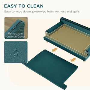 Divano Sostenibile per Cani di Taglia Grande, Morbido Letto per Animali Domestici con Gambe in Legno e Rivestimento Lavabile, Comodo per Dormire, Colore Teal - Product Image 5