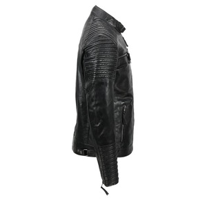 Men Black Genuine Leather <b>Biker</b> <b>Jacket</b> Motorcycle <b>Jacket</b> Men's Fraser Black <b>Biker</b> Leather <b>Jacket</b> - Product Image 2