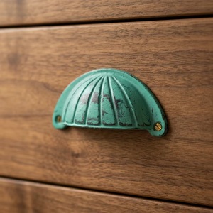 Industrial Style Sea Green Distressed Cast Iron Fluted Cupboard Dresser Drawer Cabinet Cup Pulls Handles Living Room Kitchen - Product Image 2