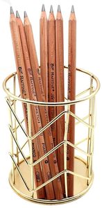 Organizador de Escritorio Redondo Minimalista de Metal, Soporte para Almacenamiento de Bolígrafos y Artículos Esenciales de Oficina, Diseño de Jaula Independiente, Acero Inoxidable - Product Image 3