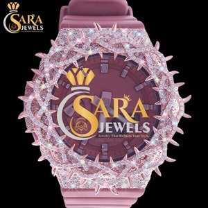 Elegant Half Iced <b>Red</b> Rubber Strap Moissanite Diamond Watch Luxury Antique Square Case Hip Hop Business New Arrival Analog 20mm - Product Image 1