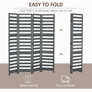 Paravent pliable blanc et gris de 5 pieds pour chambre à coucher, bureau ou séparation d'espace intérieur avec porte-serviettes élégant - Product Image 4