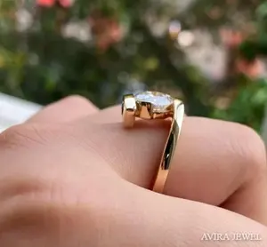 Anillo de Compromiso con Diamante de Laboratorio de Alta Calidad, 1 Quilate, Corte Brillante, Sin Níquel, Sin Plomo, Oro Sólido Blanco/Amarillo/Rosa - Product Image 4