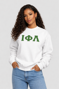 Sudadera blanca de la hermandad Iota Phi Lambda, ropa con letras griegas, top informal con cuello redondo para mujer, calidad premium - Product Image 3