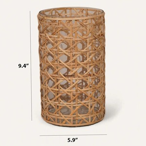<b>Set</b> of 2 Handmade Rattan Candle Holders Natural Woven Hurricane <b>Lanterns</b> for Home Table Decor And Wedding Centerpiece From India - Product Image 4