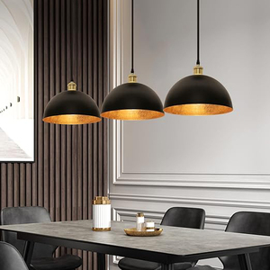 Modern Black Gold Dome Pendant <b>Lights</b> Ceiling Mount Round Metal Indoor Dining Room Decorate Lighting Fixture Best Selling <b>Lamp</b> - Product Image 1