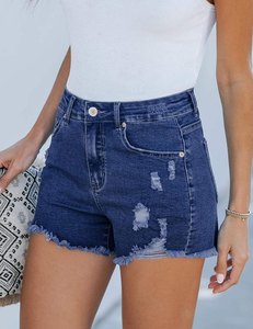 Shorts de Mezclilla Rectos de Cintura Media para Mujer, con Bordado y Cierres, Estilo Vintage, 100% Algodón - Product Image 4