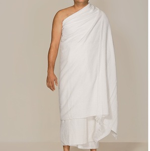 Thobe d'Ihram blanc en coton pour homme, sans manches, longueur cheville, respirant, pour la prière du Hajj et de la Omra, tenue musulmane traditionnelle modeste - Product Image 1