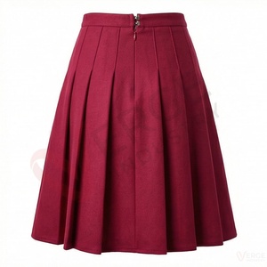 Women High Waist Pleated Midi <b>Skirt</b> Solid Color A Line Preppy Style <b>Knee</b> <b>Length</b> <b>Skirt</b> - Product Image 2