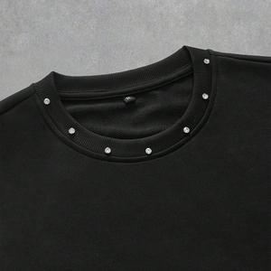 เสื้อยืดผู้ชายประดับเพชรเทียม คุณภาพสูง ผ้าฝ้าย 100% ทรงโอเวอร์ไซส์ ใส่สบาย แขนสั้น ยูนิเซ็กส์ สไตล์ลำลอง สตรีทแวร์ แฟชั่น - Product Image 6