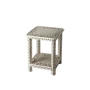 Mesa de Cajones con Incrustaciones de Hueso de ILAHI, Diseño Moderno con Detalles de Ágata, Almacenamiento de Tres Niveles, Mueble Portátil para el Hogar - Product Image 1