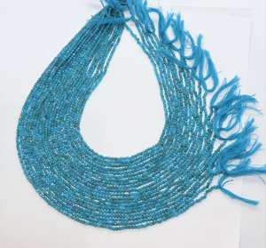 Perles d'apatite bleu néon naturel facettées en forme de rondelle 2 mm, perles de pierres précieuses d'apatite pour la fabrication de bijoux, prix de gros, achetez en gros maintenant - Product Image 1