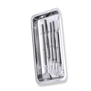 Plateau à instruments carré manuel en acier inoxydable GUJJAR SURGICAL 22x11x2cm, qualité 304, pour laboratoire, usage dentaire et chirurgical, certifié CE - Product Image 5