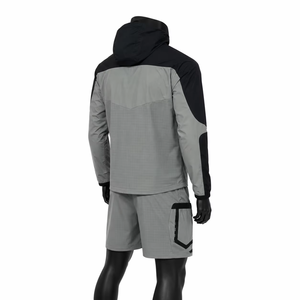Wholesale Mens Technical Ripstop Hoodies Windbreaker and Cargo Shorts Set Lightweight Outdoor Activewear OEM Factory - Product Image 3