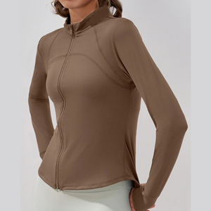 Chaqueta de Yoga para Mujer, Ropa Deportiva para Fitness y Running, Chaqueta de Yoga Adelgazante de Manga Larga con Cierre, Logotipo Personalizado, Impresión Digital - Product Image 3