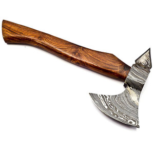 Hacha de Acero de Damasco Hecha a Mano MORTAL SAGA MS-HK-002 con Mango de Madera, Borde Liso y Duradero, Multifuncional, 150g, para Campismo al Aire Libre - Product Image 1