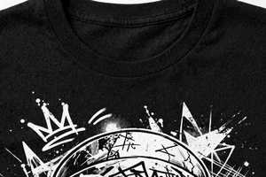 T-shirt en jersey noir à manches courtes et col rond pour homme, style streetwear, imprimé graphique tête de mort et bandana, 180 grammes, respirant - Product Image 6