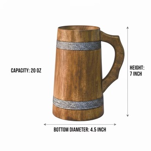Eco-Friendly Polished Wooden Viking <b>Mug</b> with Hand Carved Engraving and Animal Design-Valentine's Day & Halloween Gift - Product Image 4