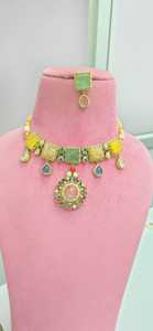Premium Quality Designer <b>Necklace</b> Set Manufacturer Of Jewellery Fusion <b>Statement</b> <b>Necklace</b> Set Perfect For Festive Occasions - Product Image 6