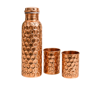 Handcrafted Hammered Pure Copper <b>Water</b> <b>Bottle</b> Leak-Proof Diamond Pattern Ayurvedic Copper Vessel For Yoga <b>Gym</b> & Travel Custom - Product Image 6