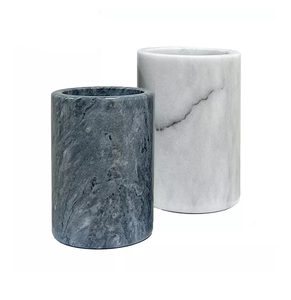 Seau à glace en marbre de qualité supérieure, refroidisseur de boissons de luxe en marbre blanc et gris pour la cuisine - Product Image 1