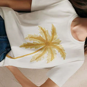 Camiseta de moda para mujer, hombre y niña, con bordado de cuentas de doble cara móvil, fabricada con la mejor calidad, camiseta de mujer con cuentas. - Product Image 1