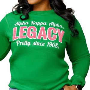 Green AKA <b>Ivy</b> Chenille Sweatshirt Pullover Crew Neck Long Sleeve Top Soft Fleece Women Casual Fashion Sorority Apparel Stylish - Product Image 5