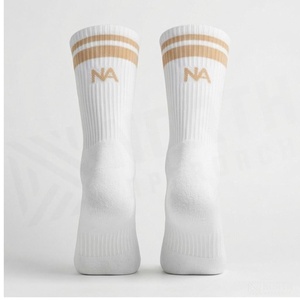Chaussettes North Approach Crew, rayures blanches et dorées, coton respirant, chaussettes décontractées pour adultes, printemps - Product Image 2