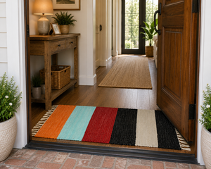 Tapis d'entrée en coton recyclé tissé à la main, durable, sur mesure pour maisons et hôtels - Product Image 1