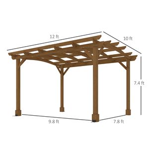 Pergola Moderna in Legno 3x3,6m con Tetto Arcuato Marrone Scuro, Gazebo da Esterno con Traliccio per Piante Rampicanti - Product Image 3