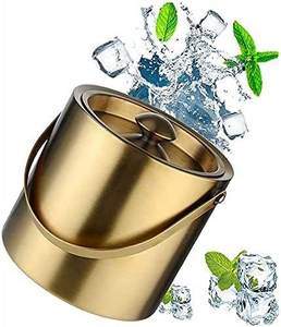 Seau à vin en acier inoxydable avec couvercle, seau à glace, refroidisseur pour champagne, bière, boissons de fête - Product Image 5