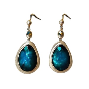 Pendientes de gota de labradorita de Plata de Ley 925 de estilo simple Patrón clásico Chapado en oro de 18K - Product Image 1