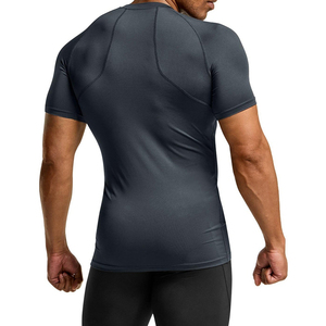 <b>Men</b> Slim Fit O Neck <b>Short</b> <b>Sleeve</b> Quick Dry Sporty T <b>Shirt</b> Solid Color Knitted Polyester Logo Printed <b>White</b> Black Gray <b>men</b> sporty - Product Image 4