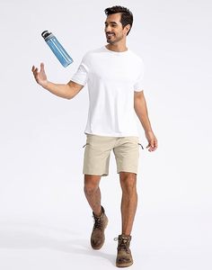 Shorts de plage décontractés élégants pour hommes en polyester avec fermeture éclair, taille élastique avant, séchage rapide, légers, pour la gym, le fitness et les sports de plein air - Product Image 4