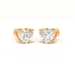 Boucles d'oreilles Aarinya Amore Heart Tops, boucles d'oreilles à clous en or 18 carats avec diamant taille cœur, boucles d'oreilles solitaires en diamant en forme de cœur cultivé en laboratoire - Product Image 6