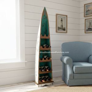 Porte-vin en bois de bateau récupéré, couleur naturelle, fait main, style vintage antique pour la maison, la cuisine, le salon, vente en gros - Product Image 3