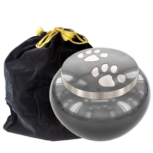 Small Pet Cremation Urn Paw Print Design for Dog and Cat <b>Ashes</b> Metal <b>Keepsake</b> Memorial Urn with Storage Bag Container - Product Image 1