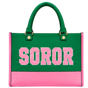 Bolso Tote Rosa y Verde para Mujer, con Estampado de Letras, de Moda, para Llevar al Hombro, con Doble Asa, Casual, para Compras - Product Image 1