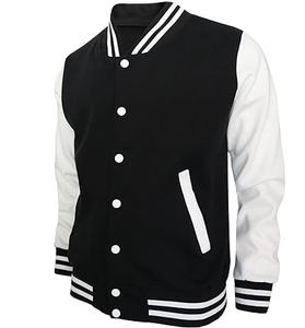 Veste de baseball universitaire boutonnée pour homme, design brodé personnalisé Ville Sports, hiver, grande taille, en fausse fourrure de mouton, color block - Product Image 1