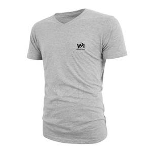 T-shirt col V en coton pour homme, manches courtes, décontracté, couleur unie, personnalisable avec logo, vente en gros - Product Image 3