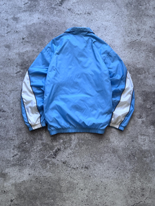 Men's Light Blue Windproof <b>Racer</b> <b>Jacket</b> With White Stripes And Patch Design Stand Collar Zipper Closure Spring Sporty Style - Product Image 5