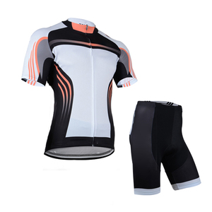 Men's <b>Cycling</b> <b>Jersey</b> Set Short Sleeve <b>White</b> Black Orange Sport Kit - Product Image 1