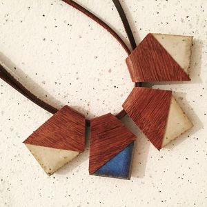 Collar de Cuentas de Madera con Cristales, Accesorio de Moda de Lujo Hecho a Mano para Mujer - Product Image 2