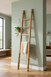 Eco Friendly Handicraft Bamboo Ladder Towel Rack / Bamboo Ladder <b>Shelf</b>/ Decorative Bamboo Ladder in Bath Room Made in Vietnam - Product Image 3