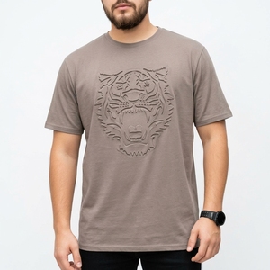 T-shirt unisexe de haute qualité avec impression 3D en relief, coupe ample, couleur unie, logo personnalisé en relief, t-shirt pour homme - Product Image 1