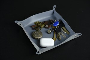 Boîte de rangement de luxe en cuir véritable avec fermeture à pression métallique, organiseur de bureau en cuir, accessoires, étui GLTY-0079 - Product Image 3