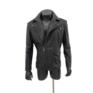 Chaqueta de Cuero con Estampado de Pitón para Hombre, Chaqueta de Cuero Premium, Ropa Exterior de Moda, Chaqueta de Motero Moderna para Hombre, Fabricación Personalizada OEM al por Mayor - Product Image 3